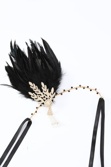 Bandeau de plumes noir des années 1920